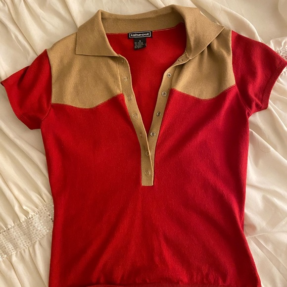 Sold❌❌❌ Y2K top medium red khaki old school style - Picture 2 of 5